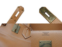 Load image into Gallery viewer, 極美品 HERMES エルメス オータクロア40 ハンドバッグ アルデンヌ ナチュラル ○Y刻印 ブロンズ金具 中古 4b009574