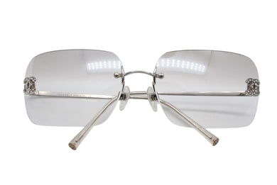 CHANEL シャネル リムレス サングラス サイズ62◻︎17 120 ココマーク メタル プラスチック グレー シルバー 美品 中古 4b009575