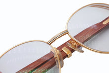 画像をギャラリービューアに読み込む, 極美品 Cartier カルティエ トリニティ サングラス メガネ 度あり ウッドテンプル ウッド ブラウン ゴールド 52□18 中古 4b009580