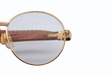 画像をギャラリービューアに読み込む, 極美品 Cartier カルティエ トリニティ サングラス メガネ 度あり ウッドテンプル ウッド ブラウン ゴールド 52□18 中古 4b009580