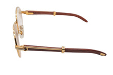 画像をギャラリービューアに読み込む, 極美品 Cartier カルティエ トリニティ サングラス メガネ 度あり ウッドテンプル ウッド ブラウン ゴールド 52□18 中古 4b009580