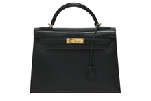 Load image into Gallery viewer, 極美品 HERMES エルメス ケリー32 外縫い グリーン □D刻印 カーフスキン ゴールド金具 ハンドバッグ 2WAY 中古 4b009583