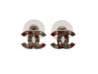 CHANEL シャネル ココマーク ピアス 重量約2.0g 04A刻印 ラインストーン メタル GP ゴールド マルチカラー 両耳用 美品 中古 4b009597