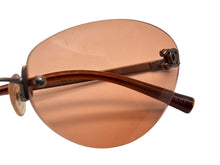 画像をギャラリービューアに読み込む, CHANEL シャネル リムレス サングラス アイウェア 4003 c.116/74 サイズ53◻︎19 130 ココマーク ブラウン 美品 中古 4b009606