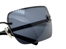 画像をギャラリービューアに読み込む, 極美品 CHANEL シャネル ハーフリム サングラス アイウェア 4092-B c.126/6G 6215 サイズ120 ココマーク ブラック 中古 4b009610