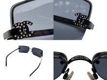 画像をギャラリービューアに読み込む, 極美品 CHANEL シャネル ハーフリム サングラス アイウェア 4092-B c.126/6G 6215 サイズ120 ココマーク ブラック 中古 4b009610