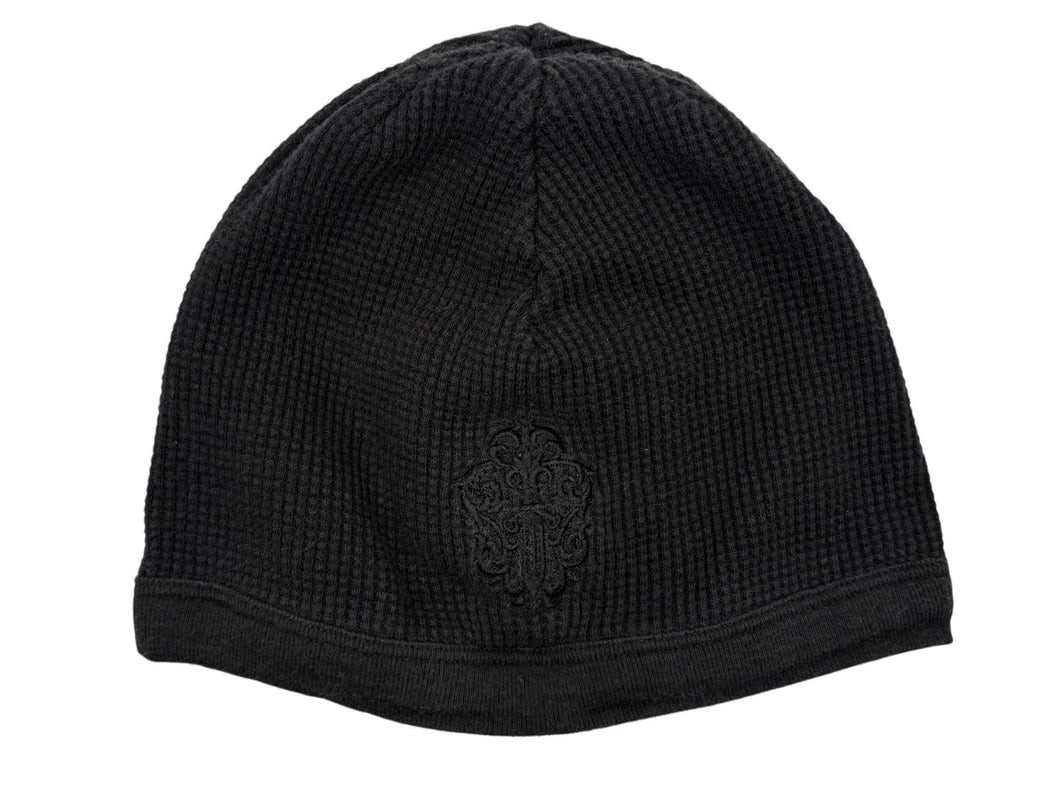CHROME HEARTS クロムハーツ THERMAL BEANIE CAP サーマルニットキャップ ビーニー ヴァインダガー ブラック 刺繍 美品 中古 4b009626