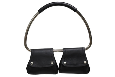 極美品 PRADA プラダ 97FW ループ ワンショルダーバッグ レザー ブラック アーカイブ トライアングルロゴ金具 シルバー金具 中古 4b009631