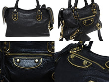 Load image into Gallery viewer, BALENCIAGA バレンシアガ ミニ シティ ハンドバッグ ショルダーバッグ 2WAY 390160 レザー ブラック 中古 4b009632