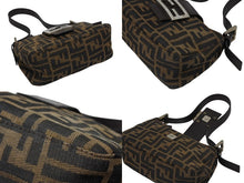 画像をギャラリービューアに読み込む, FENDI フェンディ ズッカ柄 セミショルダーバッグ FFロゴ 26723 キャンバス レザー ブラウン シルバー金具 美品 中古 4b009633