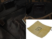 画像をギャラリービューアに読み込む, FENDI フェンディ ズッカ柄 セミショルダーバッグ FFロゴ 26723 キャンバス レザー ブラウン シルバー金具 美品 中古 4b009633