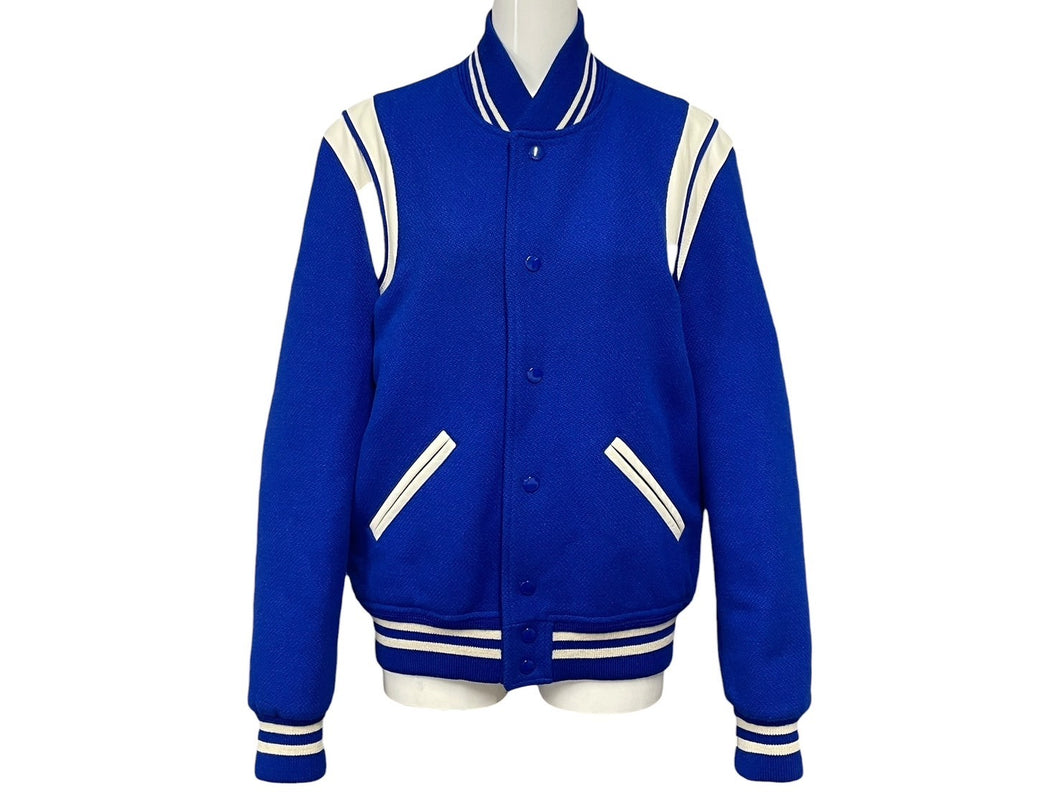 SAINT LAURENT PARIS サンローランパリ テディジャケット スタジャン 354718 ブルー サイズ44 美品 中古 4b009640