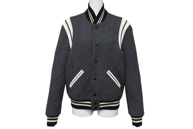 SAINT LAURENT PARIS サンローランパリ テディジャケット スタジャン 354718 グレー サイズ42 美品 中古 4b009641