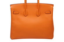 Load image into Gallery viewer, 極美品 HERMES エルメス バーキン25 ハンドバッグ □J刻印 ヴォーエプソン オレンジ シルバー金具 中古 4b009642