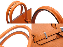 Load image into Gallery viewer, 極美品 HERMES エルメス バーキン25 ハンドバッグ □J刻印 ヴォーエプソン オレンジ シルバー金具 中古 4b009642