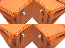 Load image into Gallery viewer, 極美品 HERMES エルメス バーキン25 ハンドバッグ □J刻印 ヴォーエプソン オレンジ シルバー金具 中古 4b009642