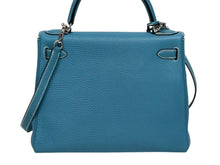 Load image into Gallery viewer, HERMES エルメス ケリー28 内縫い ブルージーン ◻︎I刻印 トリヨンクレマンス シルバー金具 ハンドバッグ 美品 中古 4b009648