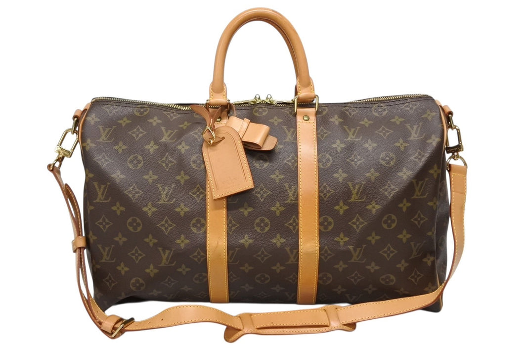 LOUIS VUITTON ルイヴィトン キーポル バンドリエール45 ボストンバッグ M41418 モノグラム ブラウン ゴールド金具 美品 中古 4b009651