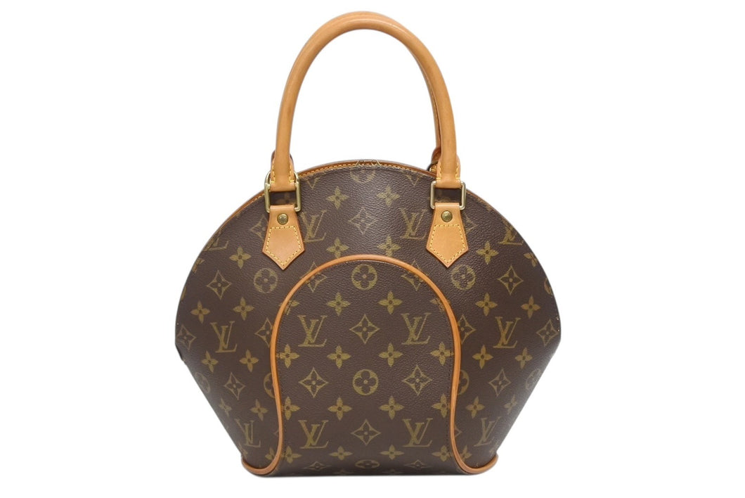 極美品 LOUIS VUITTON ルイヴィトン エリプスPM ハンドバッグ モノグラム M51127 PVC ヌメ革 ブラウン ゴールド金具 中古 4b009662