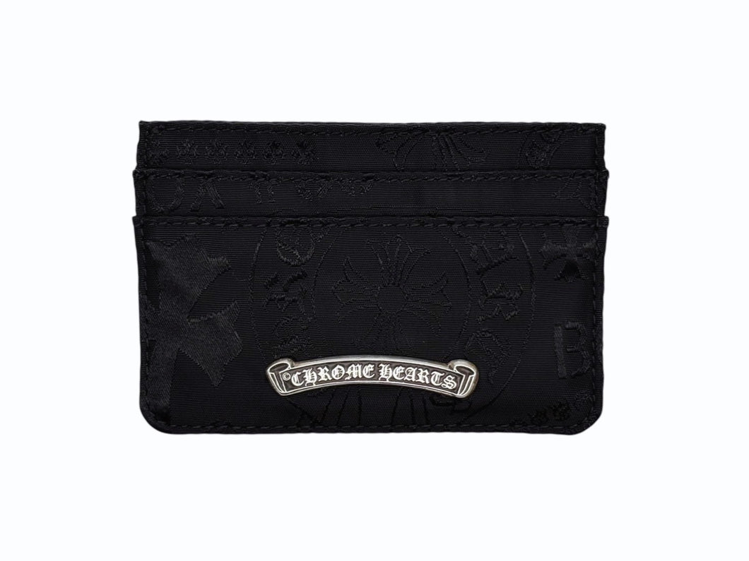 新品未使用 CHROME HEARTS クロムハーツ DOUBLE SIDE ダブルサイド カードケース スクロールラベルロゴ シルバー925 総柄 中古 4b009693