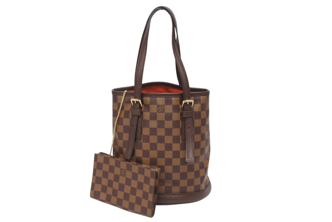 極美品 LOUIS VUITTON ルイヴィトン ダミエ マレ ショルダーバッグ ポーチ付き ブラウン ゴールド金具 ロゴ N42240 中古 4b009701