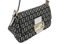 画像をギャラリービューアに読み込む, FENDI フェンディ ミニマンマバケット ワンショルダーバッグ 8BR180 ズッキーノ ブラック ホワイト ゴールド金具 美品 中古 4b009717