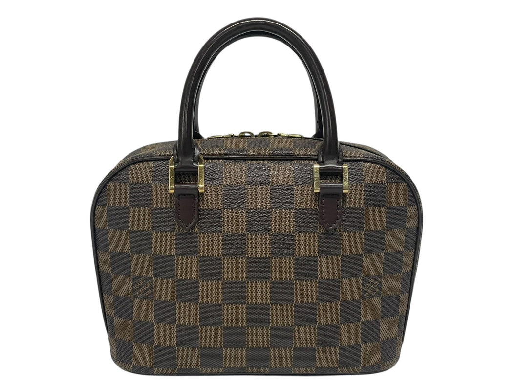 LOUIS VUITTON ルイヴィトン サリア ミニ ハンドバッグ N51286 ダミエ エベヌ ブラウン PVC レザー ゴールド金具 美品 中古 4b009724