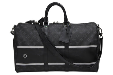 極美品 LOUIS VUITTON ルイヴィトン ボストンバッグ キーポル バンドリエール45 藤原ヒロシ フラグメント ブラック M43413 中古 4b009731