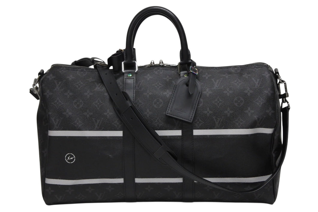 極美品 LOUIS VUITTON ルイヴィトン ボストンバッグ キーポル バンドリエール45 藤原ヒロシ フラグメント ブラック M43413 中古 4b009731