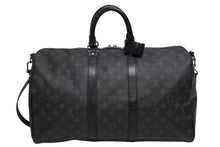 画像をギャラリービューアに読み込む, 極美品 LOUIS VUITTON ルイヴィトン エクリプス キーポル バンドリエール45 ボストンバッグ M40569 シルバー金具 ブラック 中古 4b009732