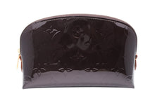 画像をギャラリービューアに読み込む, 極美品 LOUIS VUITTON ルイヴィトン ポシェット コスメティック PM アマラント M91945 ヴェルニ ブラウン ゴールド金具 中古 4b009734