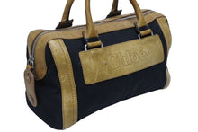 Load image into Gallery viewer, Chloe クロエ ボストンバッグ ハンドバッグ 01 07 51 ルーマニア製 レザー キャンバス ブラウン ブラック シルバー金具 良品 中古 4b009747