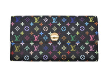 画像をギャラリービューアに読み込む, LOUIS VUITTON ルイヴィトン 長財布 村上隆 ポルトフォイユサラ M93533 TH0056 ブラック モノグラムマルチカラー 美品 中古 4b009764