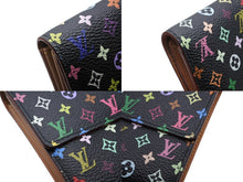 画像をギャラリービューアに読み込む, LOUIS VUITTON ルイヴィトン 長財布 村上隆 ポルトフォイユサラ M93533 TH0056 ブラック モノグラムマルチカラー 美品 中古 4b009764