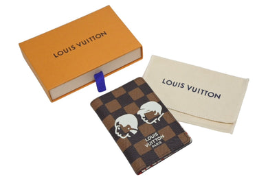 新品同様 LOUIS VUITTON ルイヴィトン オーガナイザー ドゥ ポッシュ カードケース N40776 ダミエ エベヌ NIGO ネーム入り 中古 4b009770