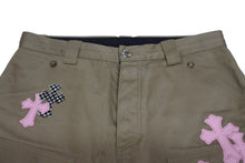 Load image into Gallery viewer, CHROME HEARTS クロムハーツ CARPENTER DOUBLE KNEE カーペンター ダブルニーパンツ サイズ34 クロスボール シルバー925 ベージュ ピンク 美品 中古 4b009772