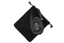 Load image into Gallery viewer, CHROME HEARTS クロムハーツ PHONE CASE フォンケース CH タイニークロス レザー シルバー925 美品 中古 4b009775