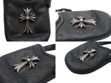 Load image into Gallery viewer, CHROME HEARTS クロムハーツ PHONE CASE フォンケース CH タイニークロス レザー シルバー925 美品 中古 4b009775