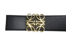 画像をギャラリービューアに読み込む, 極美品 LOEWE ロエベ アナグラムバックル ベルト リバーシブル 182335 スペイン製 ブラック ブラウン レザー ゴールド金具 サイズ90/35 中古 4b009784
