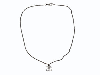 CHANEL シャネル ココマーク ネックレス 重量約5.0g B11V刻印 全長約44cm ラインストーン メタル クリア シルバー 美品 中古 4b009787