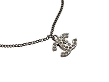 画像をギャラリービューアに読み込む, CHANEL シャネル ココマーク ネックレス 重量約5.0g B11V刻印 全長約44cm ラインストーン メタル クリア シルバー 美品 中古 4b009787