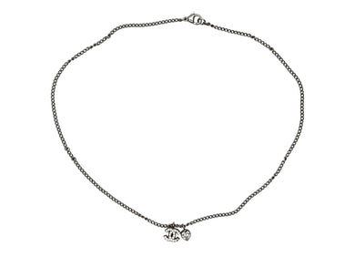 CHANEL シャネル ココマーク ハート ネックレス 重量約5.0g 04A刻印 全長約42cm ラインストーン メタル クリア シルバー 美品 中古 4b009789