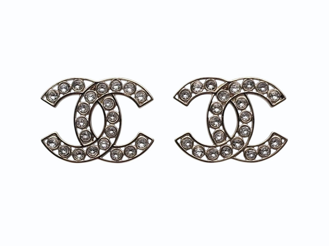 極美品 CHANEL シャネル ココマーク ピアス 重量約9.0g B23S刻印 ラインストーン クリア ゴールド メタル GP 両耳用 中古 4b009793