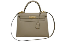 Load image into Gallery viewer, 新品同様 HERMES エルメス ケリー28 外縫い 2WAY ショルダーバッグ A刻印 ヴォーエプソン トレンチ ゴールド金具 中古 4b009813