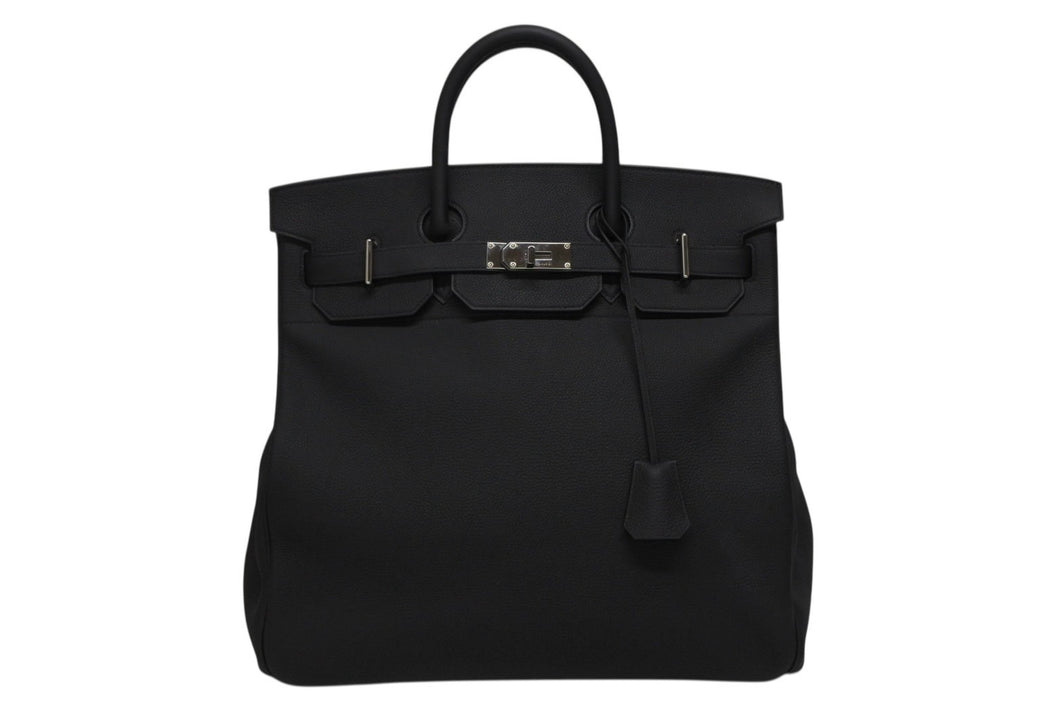 新品同様 HERMES エルメス Haut a Courroies オータクロア40 ハンドバッグ トゴ ブラック シルバー金具 Z刻印 中古 4b009826