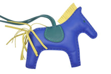 Load image into Gallery viewer, 極美品 HERMES エルメス ロデオチャームMM バッグチャーム アニョーミロ ブルーエレクトリック マラカイト ライム キーホルダー 中古 4b009828