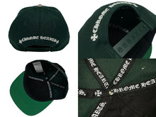 画像をギャラリービューアに読み込む, 新品未使用 CHROME HEARTS クロムハーツ CH刺繍 新作 ベースボール キャップ 帽子 U.S.A製 グリーン シルバー金具 中古 4b009833