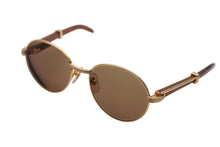 画像をギャラリービューアに読み込む, CARTIER カルティエ オーバル サングラス アイウェア サイズ52□18 130 トリニティ ウッドテンプル ゴールド GP 美品 中古 4b009836