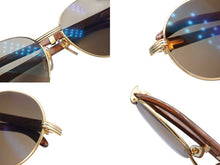 画像をギャラリービューアに読み込む, CARTIER カルティエ オーバル サングラス アイウェア サイズ52□18 130 トリニティ ウッドテンプル ゴールド GP 美品 中古 4b009836