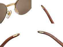 画像をギャラリービューアに読み込む, CARTIER カルティエ オーバル サングラス アイウェア サイズ52□18 130 トリニティ ウッドテンプル ゴールド GP 美品 中古 4b009836